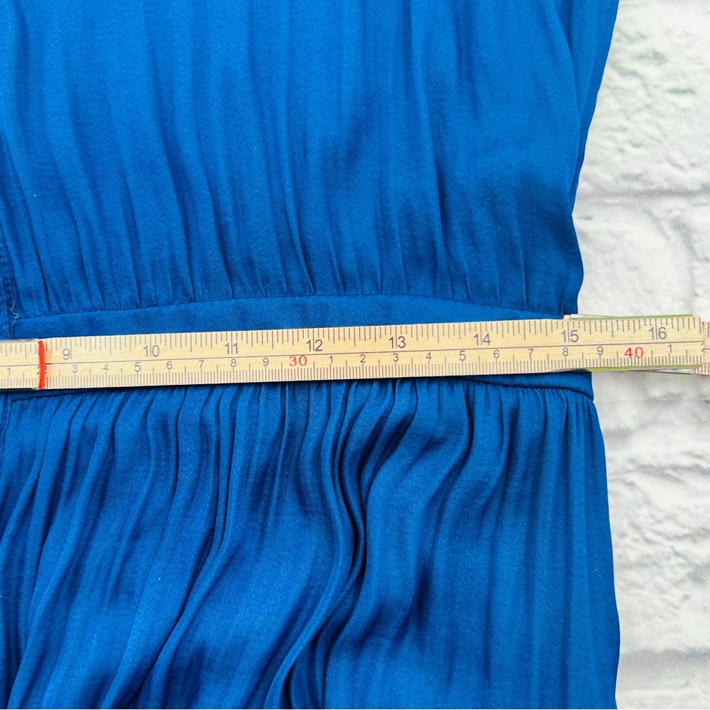 Banana Republic Maxi Dress Size 12 Tall Blue Tiered Sleeveless Boho - Picture 8 of 9